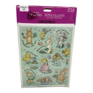 Vintage Ambassador Easter Stickers Bunnies Chicks Eggs 8 Sheets Sealed